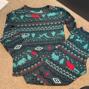 🌈4/$25🌈 Cat & Jack Kids Festive Dinosaur Pajama Set - Teal and Red